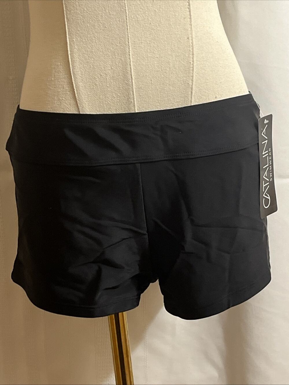 Catalina Swimwear Black Boyshorts Banded Bikini Swimsuit Bottom Size S